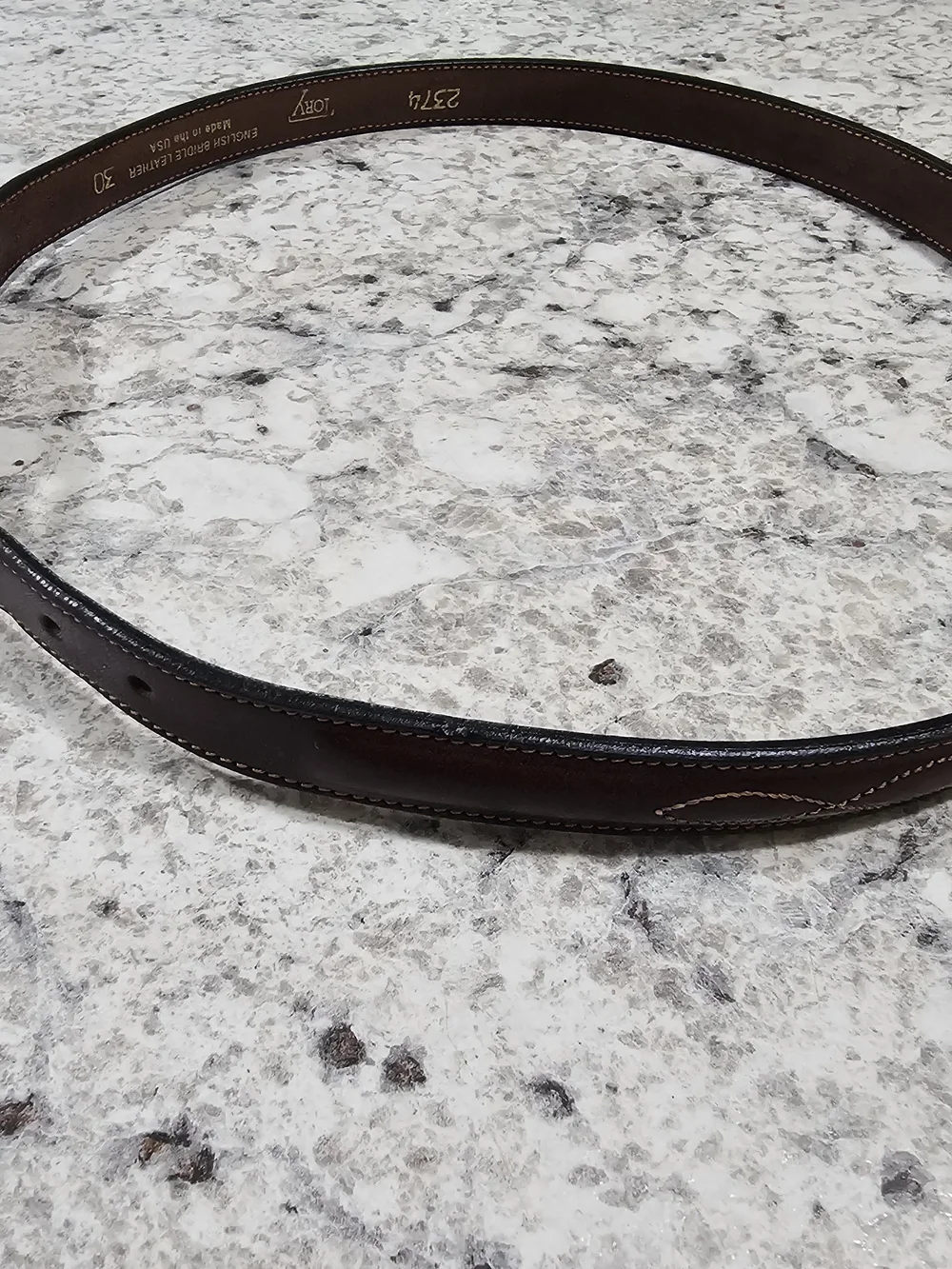 Tory English Bridle Leather Belt Brown Size 30 Style 2374 USA Made
